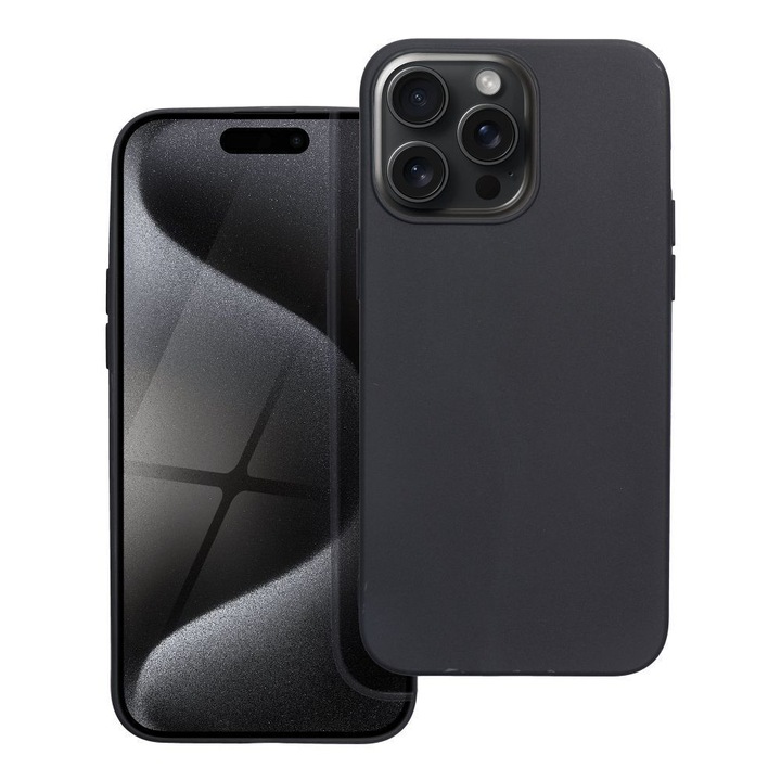 iPhone 15 Pro Max kompatibilis szilikon tok, telefon tok, hátlaptok, matt, fekete, Matt case