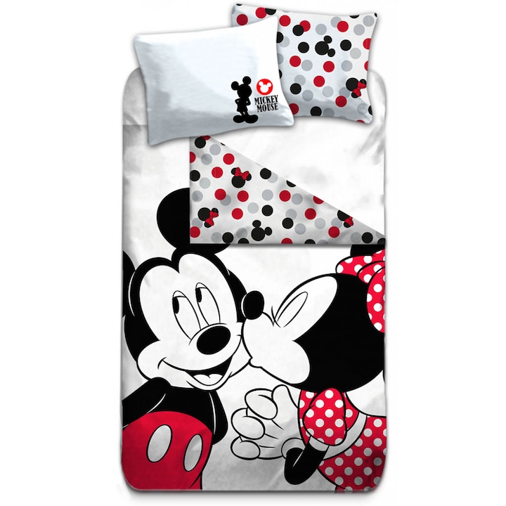 Lenjerie de pat Mickey si Minnie Mouse, 2 piese, 140x200 cm