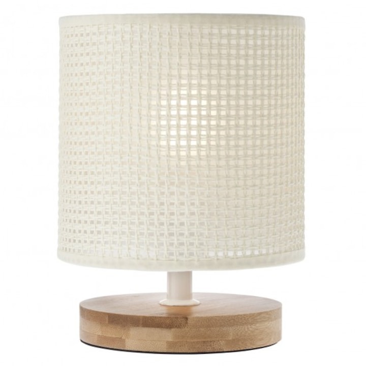 Veioza Smarter Sella, lemn, abajur textil, 1XE14, H.18 cm