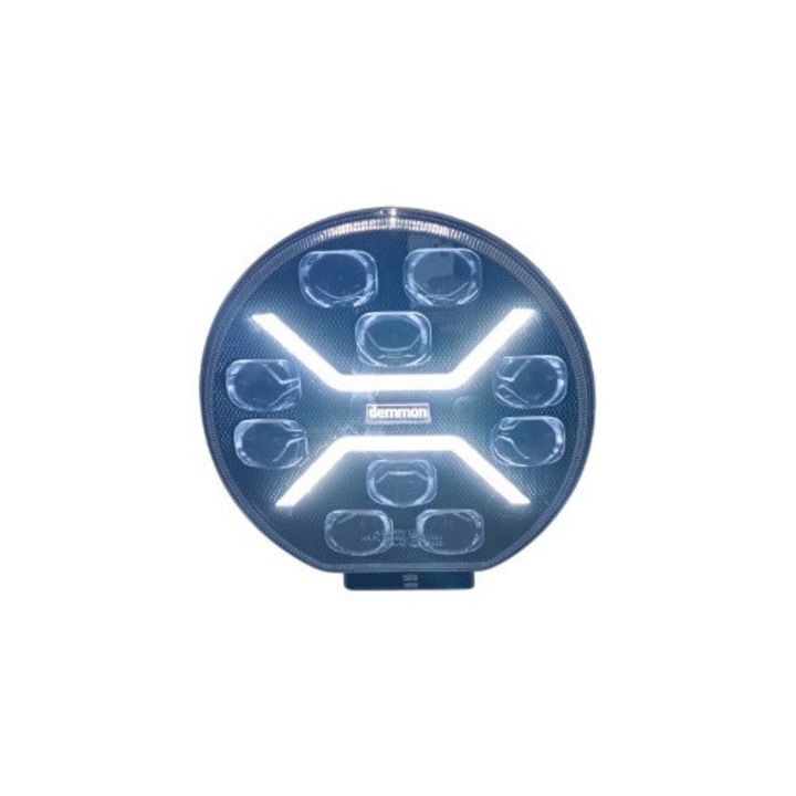 Led Far halogen, cu semnalizare, 70W, 220mm, 12-24V, E-Mark E9, pentru masini off-road, camioane, tractoare, excavatoare, utilaje agricole, alb-portocalie