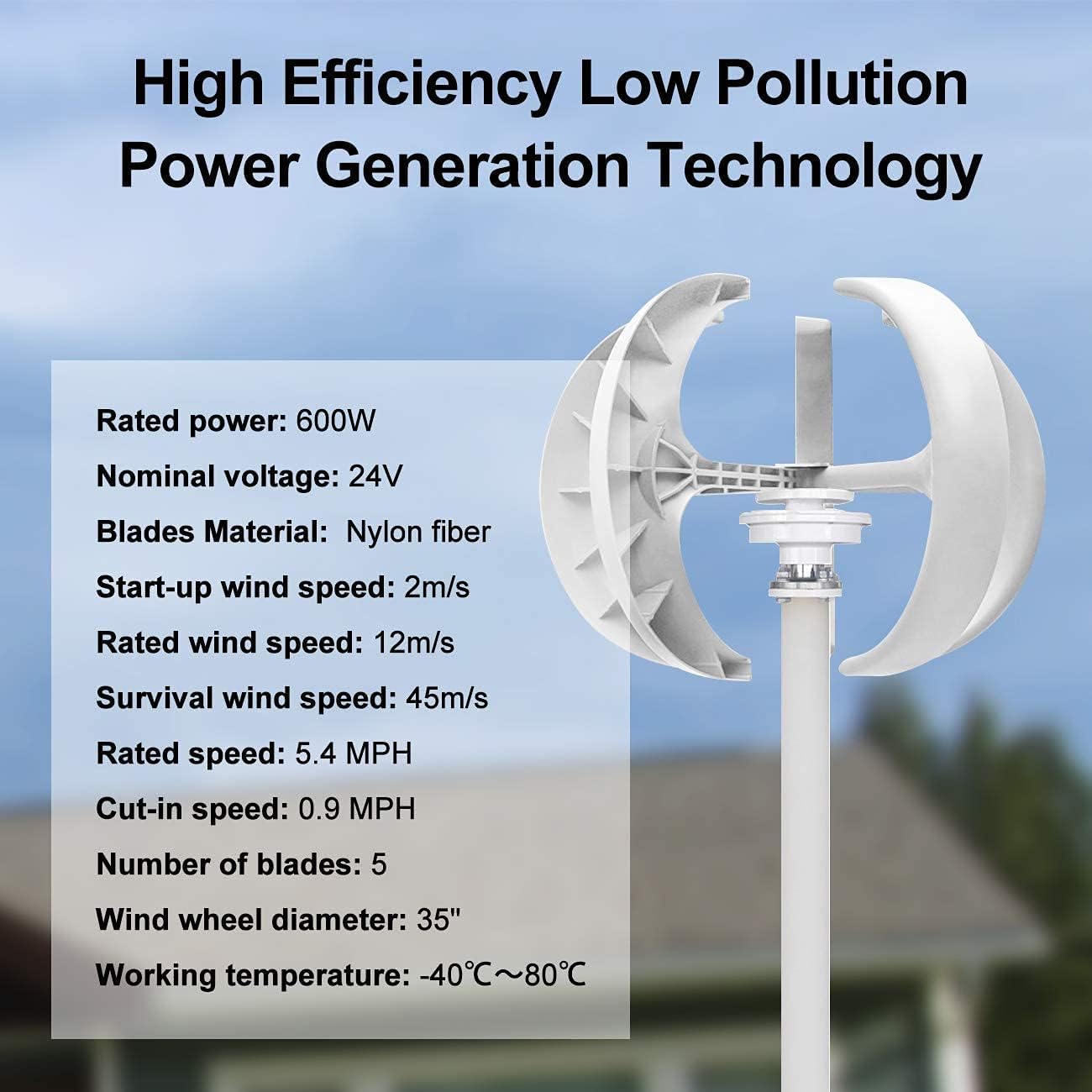 Szélturbina, 12V, 600W, vezérlővel, fehér - eMAG.hu