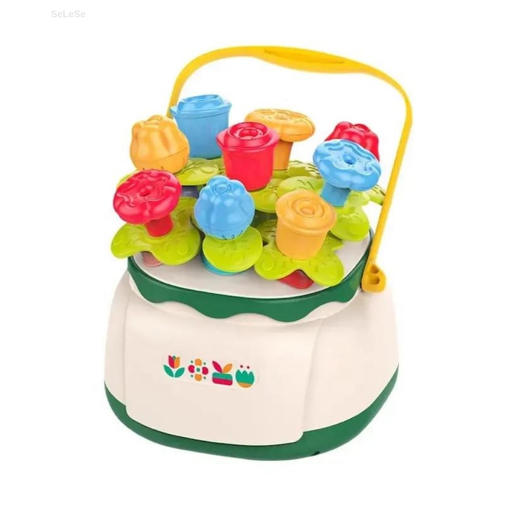 Образователна конструктор за ранно развитие на деца SeLeSe, творческата кошница с цветя и различни и цветни форми
