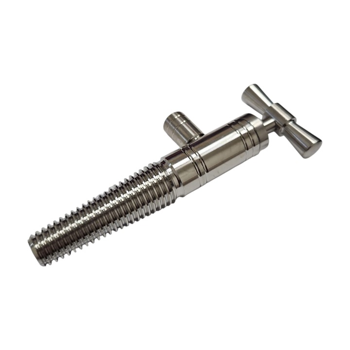 Robinet din inox pentru butoi, cu fluture si reductie conica, 1/2"