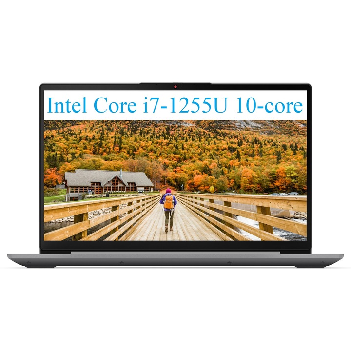 Laptop Lenovo IdeaPad 3 15IAU7, 15.6" FHD IPS, Intel Core i7-1255U 10-core, 16GB DDR4, 512 GB SSD m2 PCIe, Intel Iris Xe Graphics, 1.63 kg Arctic Grey