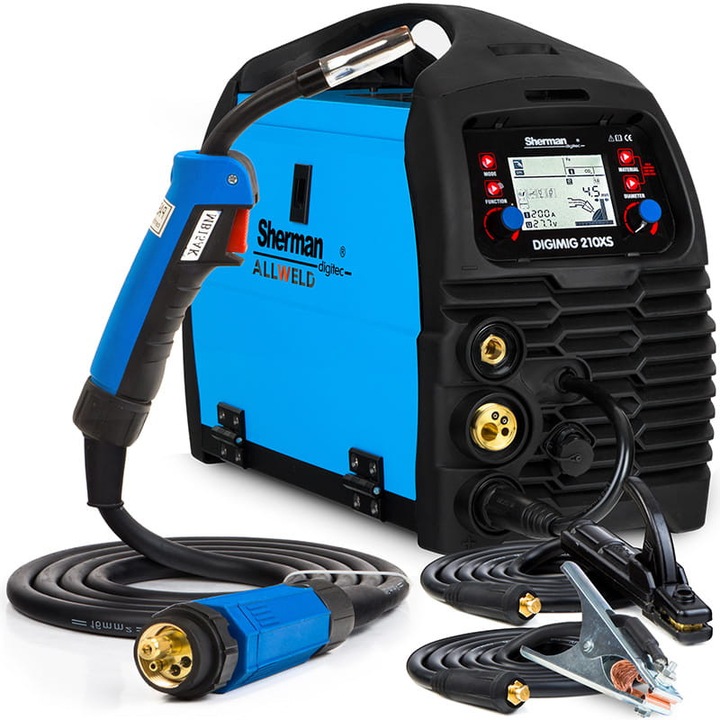 Aparat de sudura,, Sherman, DIGIMIG, 210XS, afisaj LCD, diverse setari, negru/albastru