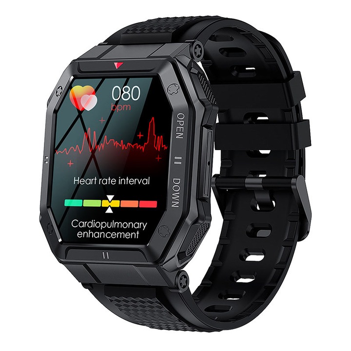 Smartwatch, Vaxiuja, 1,85 инча IPS HD, мулти спортове, интелигентен сърдечен ритъм, кислород, водоустойчив, 350mAh, 240*280, известия, ABS, черен