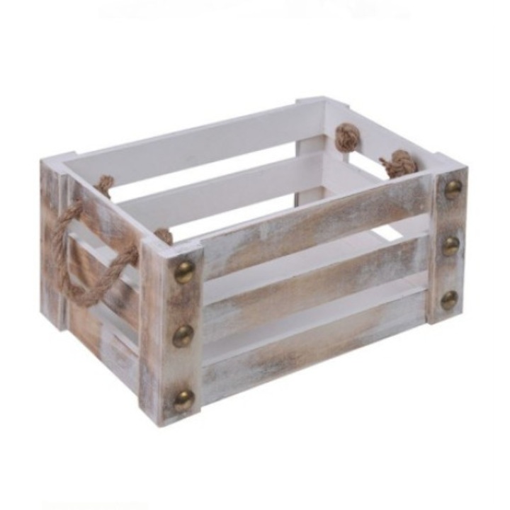 Декоративен дървен сандък, Golden White, модел EMILY, 36, 5x25x18 см