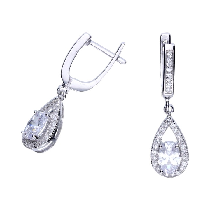 Cercei Silver Berry, Crystal Cascade, cu Zirconia, din Argint