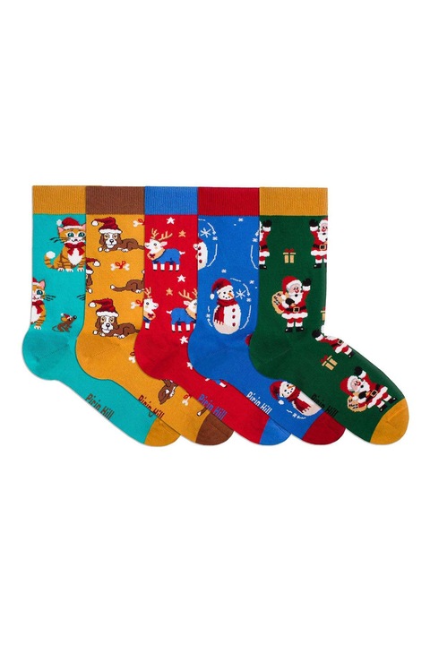 Комплект от 5 чифта коледни чорапи от органичен памук Colour Cotton Wintertime, 39-42 EU, Multicolor