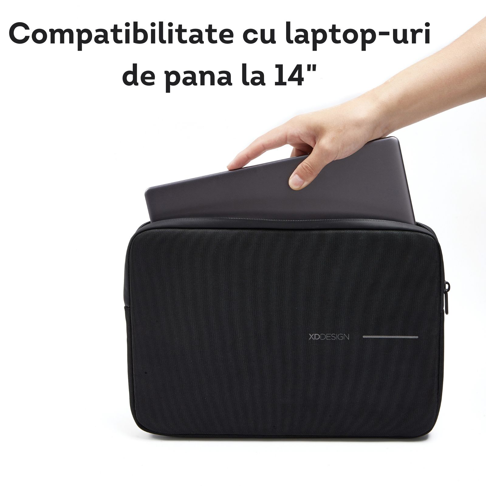 Husa laptop Apex, Ronic X by XD Design, premium, 14 inch, rezistenta la apa, interior fleece cu model, 24 x 2, 5 x 34, 5 cm, negru