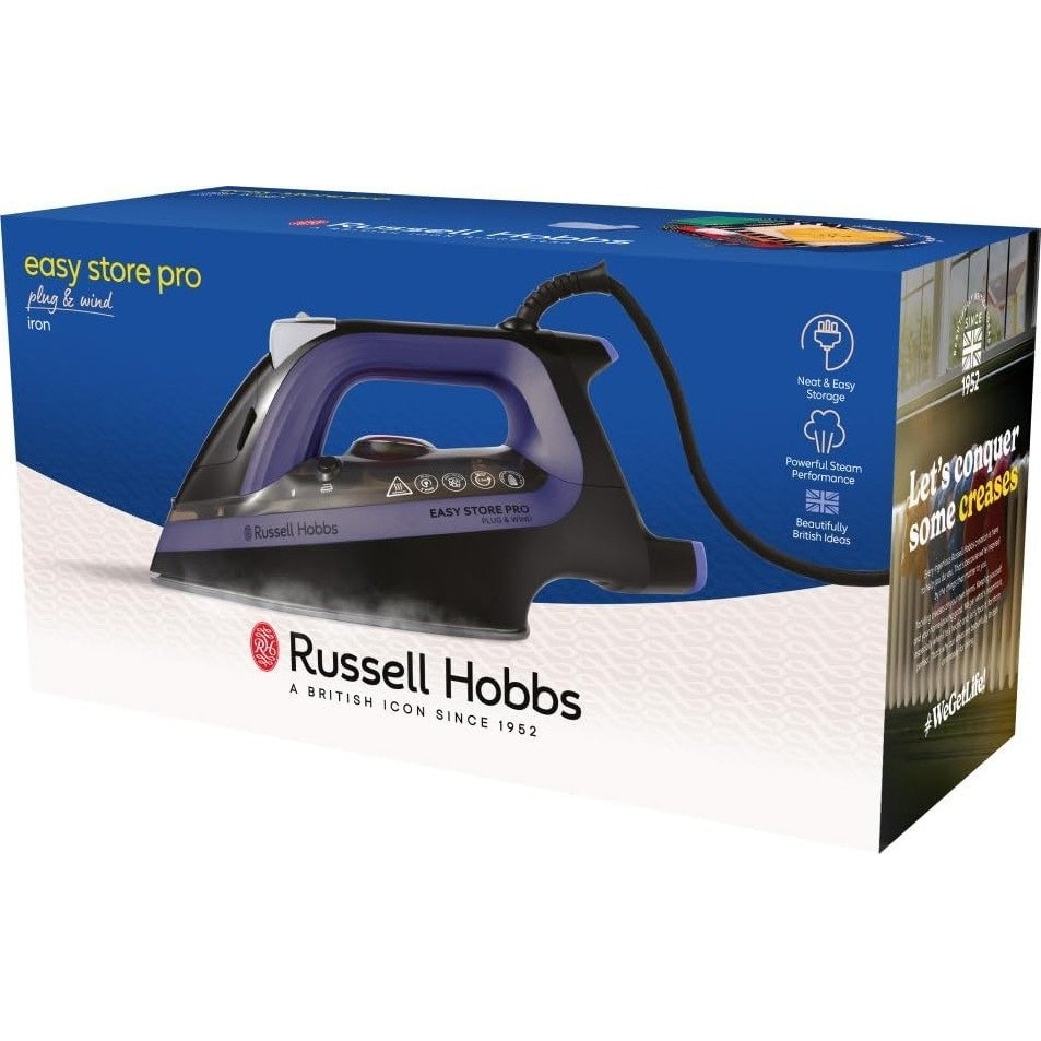Fier de calcat Easy Store Pro Plug & Wind 26731-56, 2400W, jet de abur 200, negru cu violet