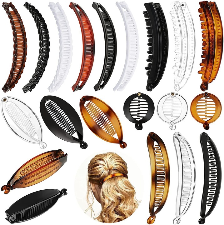 Set 20 agrafe de par, Plastic, Multicolor