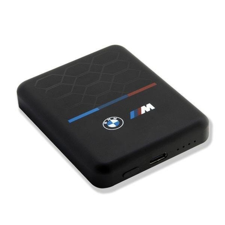 Безжична външна батерия BMW M Collection, 5000mAh, 15W, Magsafe, 1xUSB-C, 1xMicroUSB, включен USB-C кабел, индикатор за батерията, черен