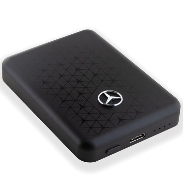 Acumulator extern wireless Mercedes, 5000mAh, 15W, Magsafe, 1xUSB-C, Indicator baterie, Negru