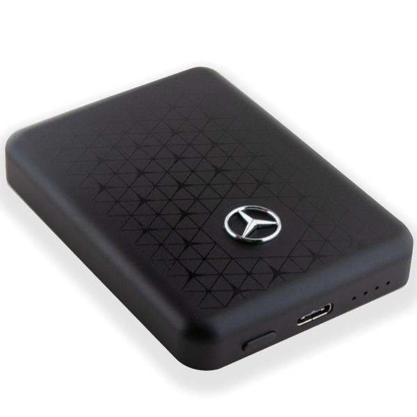 Acumulator extern wireless Mercedes, 3000mAh, 5W, Magsafe, 1xUSB-C, Indicator baterie, Negru