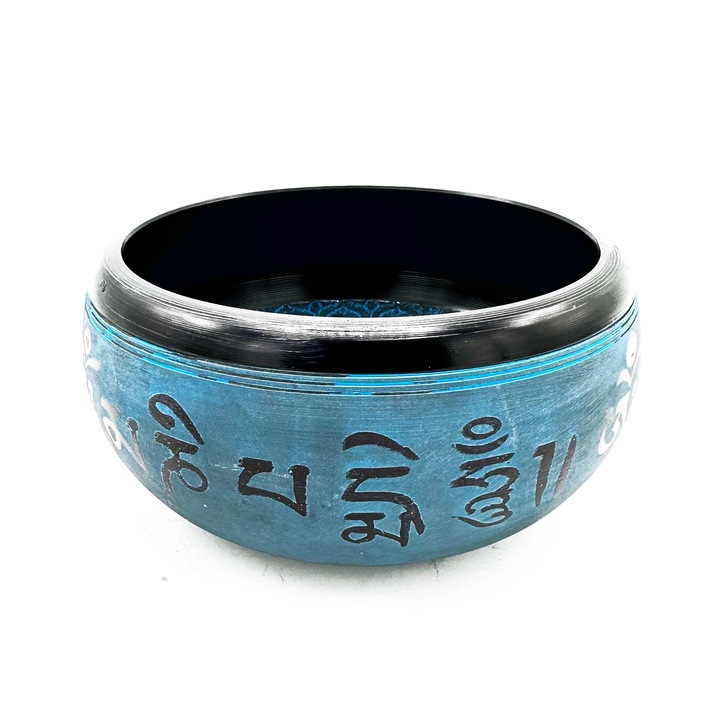 Bol cantator, Tibetan, Earth Powder, Blue Mantra, Buddha, 16cm