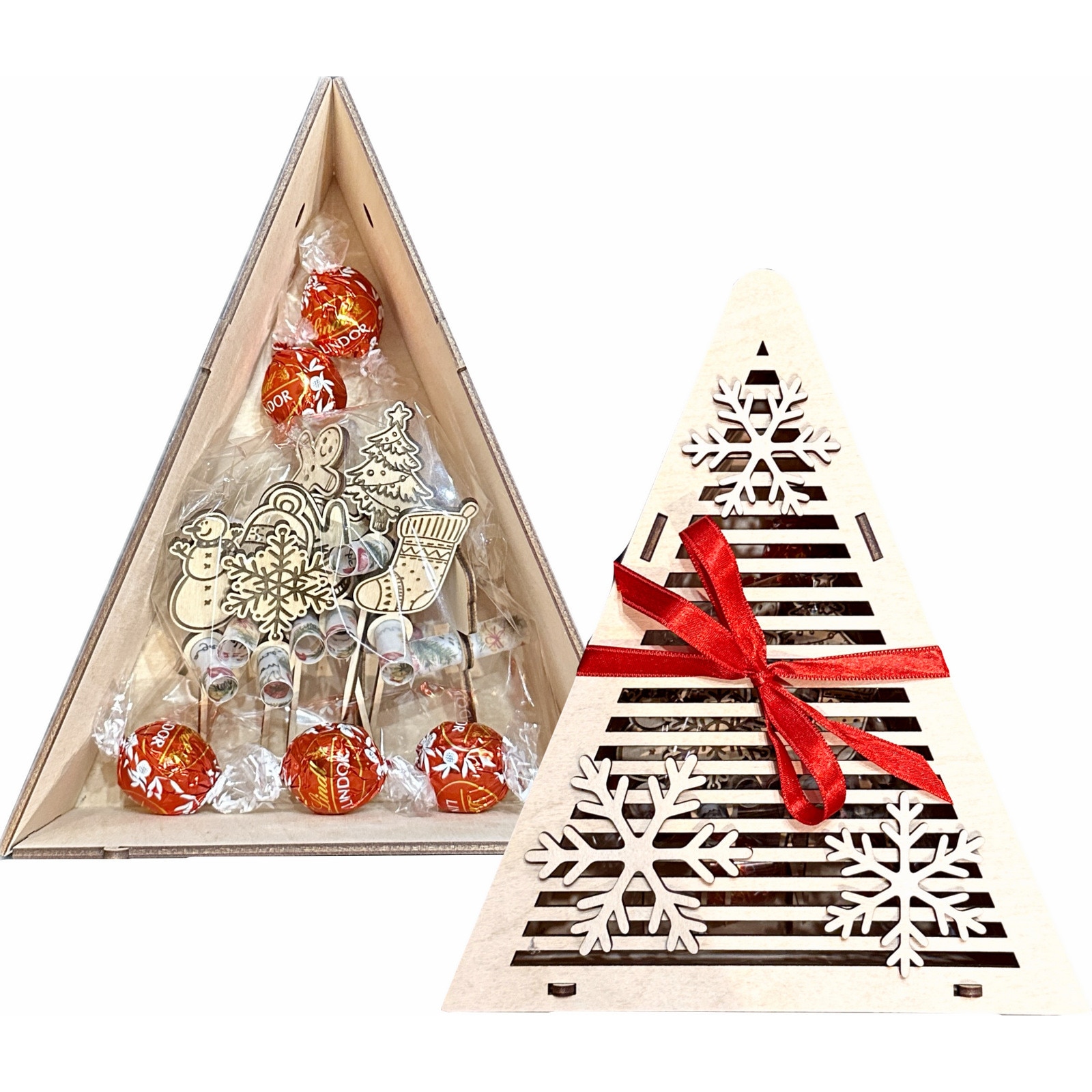 Подаръчна Коледна Кутия, Бонбони Lindt и Късмети за Баница, 23.5 х 20 х ...