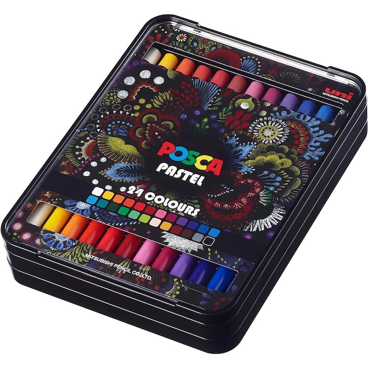 Маслен пастелен молив Posca KPA-100, 1.0-6.8mm, комплект 24 цвята