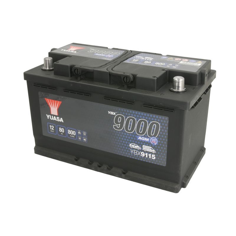 Yuasa YBX9115 AGM Start Stop + batteria 12 V/3 Ah/800, 80 A : : Auto  e Moto