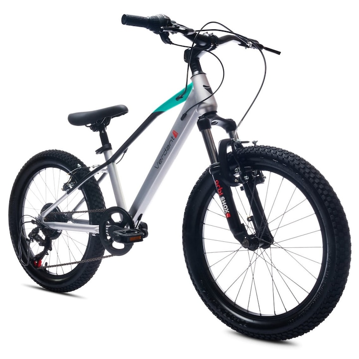 Gyermek kerékpár, Sun Baby, MBT Shimano, zöldellő, cmunte, 6 év +, 6 fokozat, V-fék, 20", ezüst/türkiz
