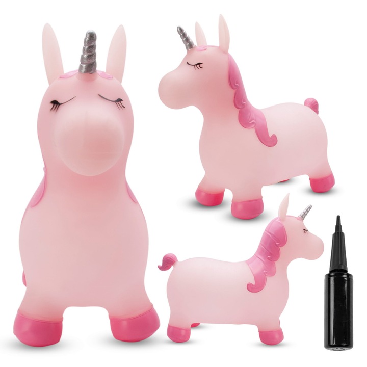 Jumper de cauciuc, Sun Baby, Kelly, pentru copii, cu pompa pentru umflare, 12 luni +, 49x28x60 cm, Roz