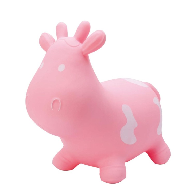 Надуваема играчка за скачане, Sun Baby, крава, розова, 57x26x41см, с помпа