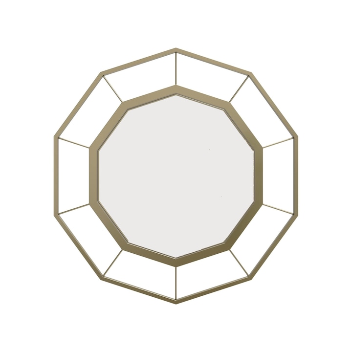 Kerek dekoratív fali tükör, antik arany kerettel, átmérője 62 cm