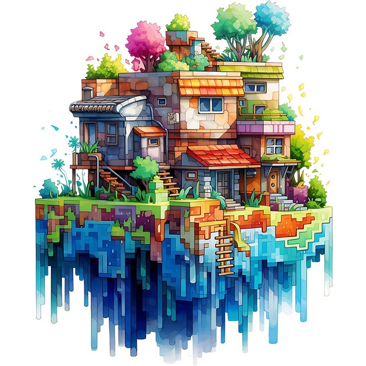 Sticker decorativ, Minecraft, Multicolor, 1376STK-4
