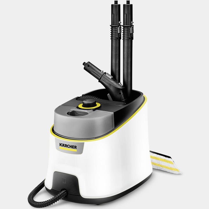 Aparat de curatat cu abur multifunctional Karcher SC 4 Deluxe, 2200 W, 4 bar, rezervor 1.3 l, kit curatare podea, accesorii curatare suprafete multiple, pudra de decalcifiere, 1.513-460.0, Alb/Negru