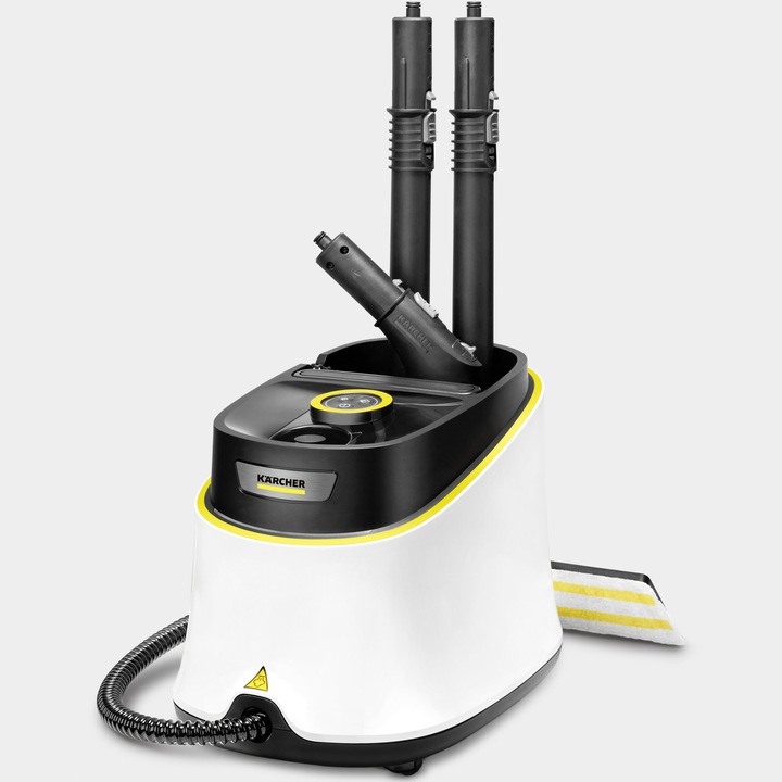 Aparat de curatat cu abur multifunctional Karcher SC 3 Deluxe, 1900 W, 3.5 bar, rezervor 1 l, kit curatare podea, accesorii curatare suprafete multiple, cartus de decalcifiere, 1.513-430.0, Alb/Negru