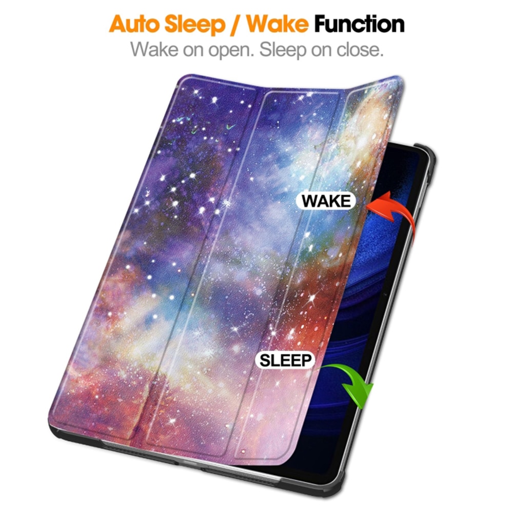 Husa pentru Xiaomi Pad 6, Pad 6 Pro trifold Slim UltraLight, functie sleep/wake-up, Aiyando, galaxy