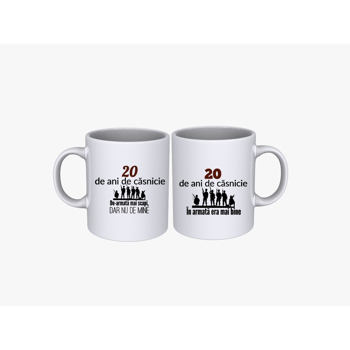 Set 2 cani cuplu 20 ani aniversare casatorie, 330 ml