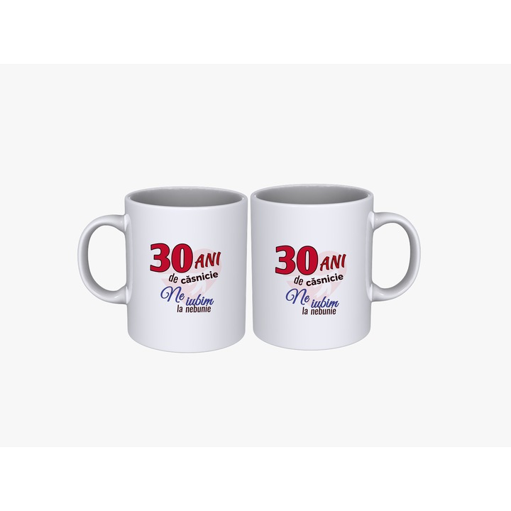 Set 2 cani cuplu 30 ani aniversare casatorie (V2), 330 ml