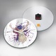 Ceas de perete, Wallfluent, de sticla, Mainile albe, Fara cifre, Ilustratie vectoriala a cerbului, Violet, Rotund Ø30 cm, 010010500040100270692