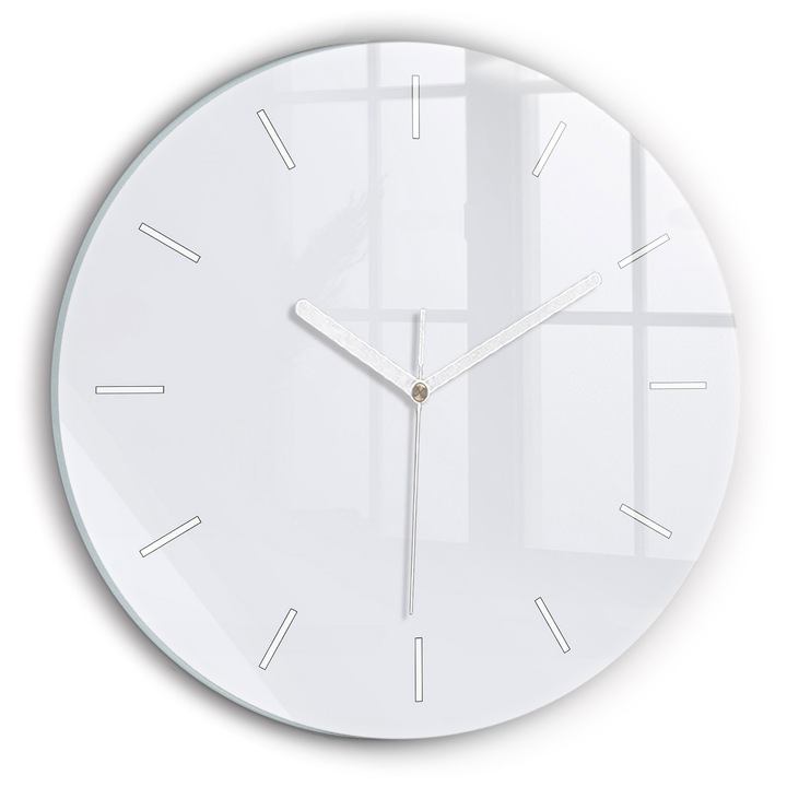 Falióra, Wallfluent, üveg, Fehér mutatók, Számok nélkül, Fehér, Kerek Ø30 cm, 010010500040100271818