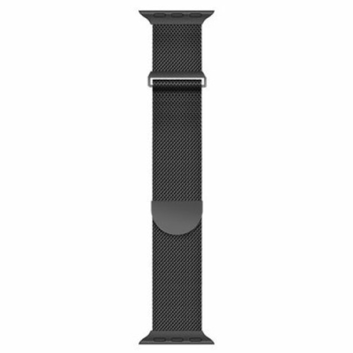 Curea Apple Watch 42/44/45/49 mm, Unisex, Stainless Steel Strap, Metal Design, Negru