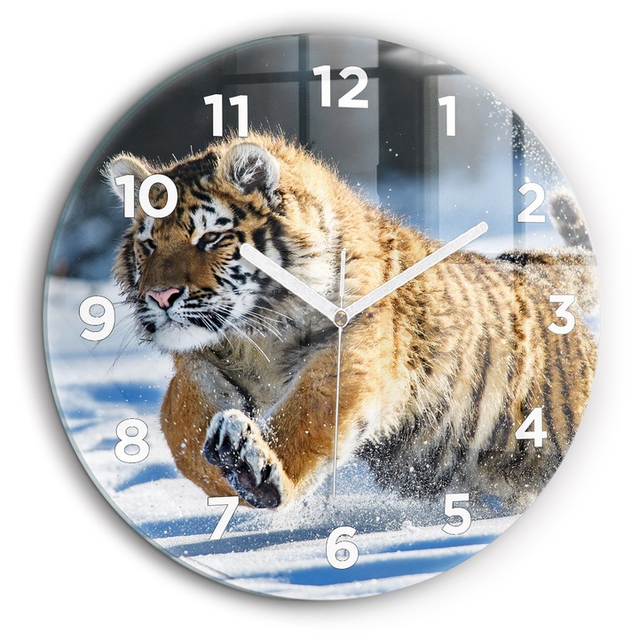 Falióra, Wallfluent, üveg, Fehér mutatók, Arab, Sótigris, Narancs, Kerek Ø60 cm, 010010500050100272330