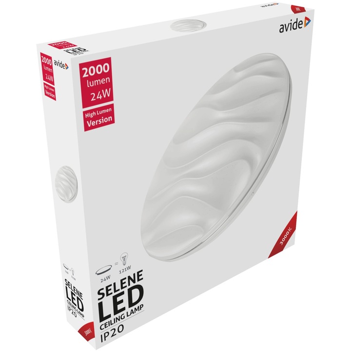 Avide, LED, mennyezeti lámpa, Selene, 24W, 380*70mm, WW, 3000K