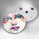 Ceas de perete, Wallfluent, de sticla, Mainile albe, Arabe, Fata abstracta a unei femei, Roz, Rotund Ø60 cm, 010010500050100272348