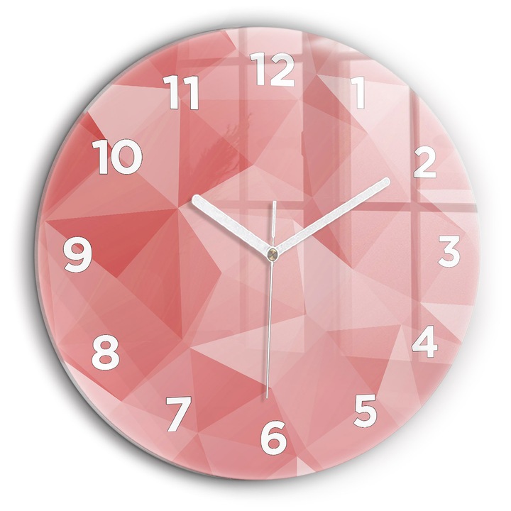 Falióra, Wallfluent, üveg, Fehér mutatók, Arab, Háromszög absztrakció, Piros, Kerek Ø60 cm, 010010500050100272678