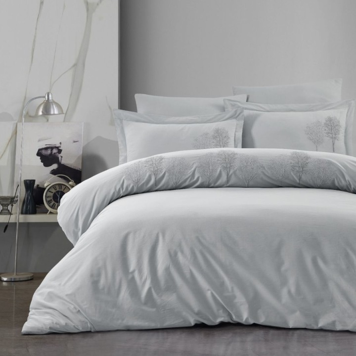 Dupla ágynemű hímzéssel, 100% ranforce pamut, 240x260 cm, 6 db, Class Home Collection, Hazan