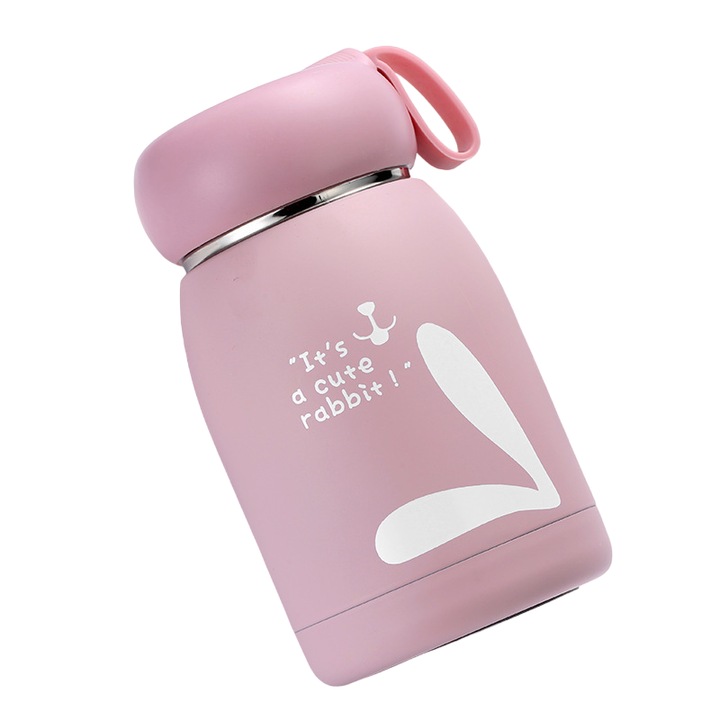 Cana termos, AEWOYAD, LED Afisare temperatura, 320ML, Fara BPA, Roz