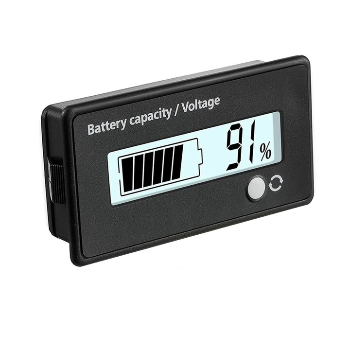 Voltmetru digital de panou, pentru acumulatori litiu-Ion, Plumb Acid si Lifepo4, 12V, 24V, 36V, 48V