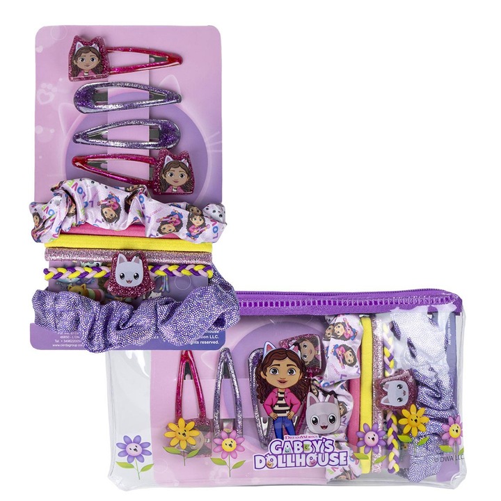Комплект от 10 аксесоара за коса за деца Gabby's Dollhouse Purple
