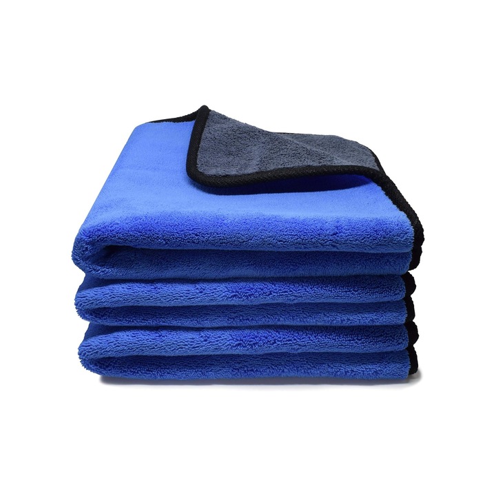 3db prémium teljesítményű mikroszálas autókendő készlet, szuper nedvszívó, gyorsan száradó, 40x60 cm, kék/szürke
