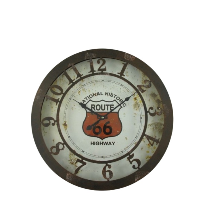 Ceas de perete, Route 66, baterie, fier, D 50 cm