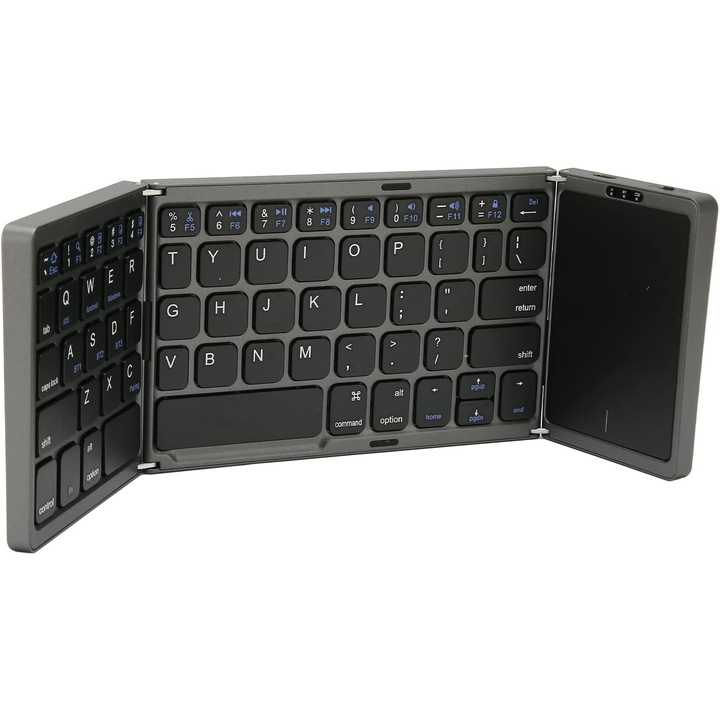 Tastatura Bluetooth pliabila, portabila mini, fara fir, cu touchpad pentru Android, Windows, PC, tableta, cu baterie Li-ion reincarcabila