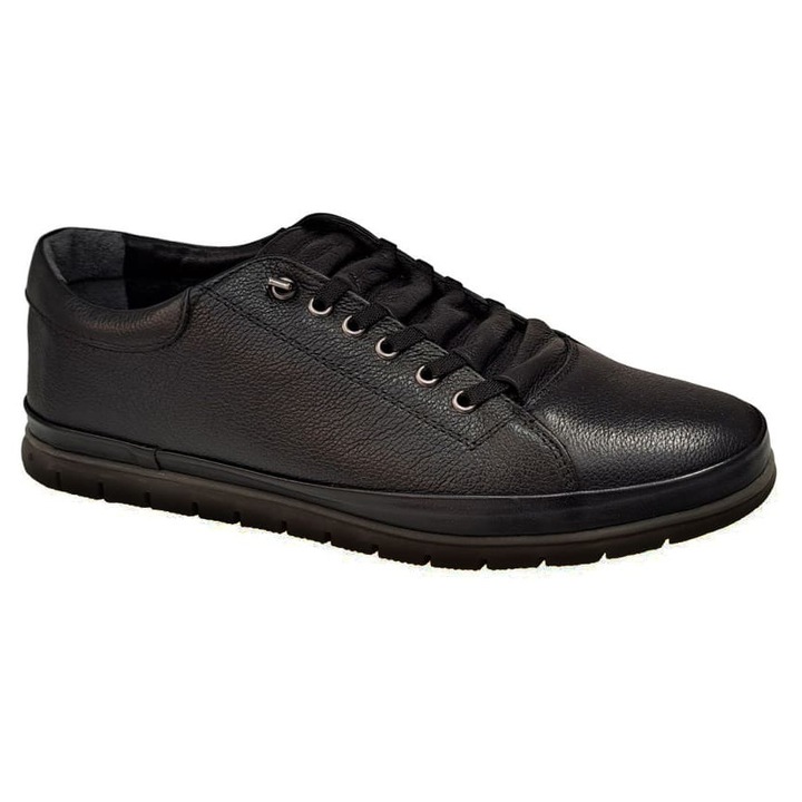 Pantofi barbati casual din piele naturala bleumarin extrem confort 200461, Negru
