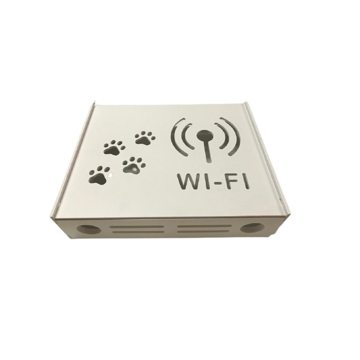 Optimus AT Home, Tartó elem, Wireless Router Cat 60 x 40 x 10 cm, fehér, vezetékek és Wi-Fi berendezések elfedéséhez, falra szerelhető
