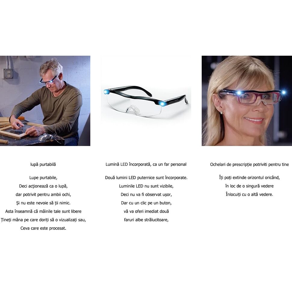 Светеща лупа, LED, USB, черна - eMAG.bg